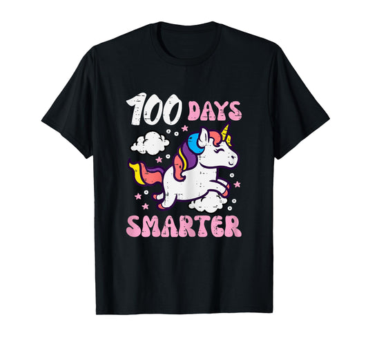 100 Days Smarter Unicorn 100th Day School Toddler Girls Kids T-Shirt