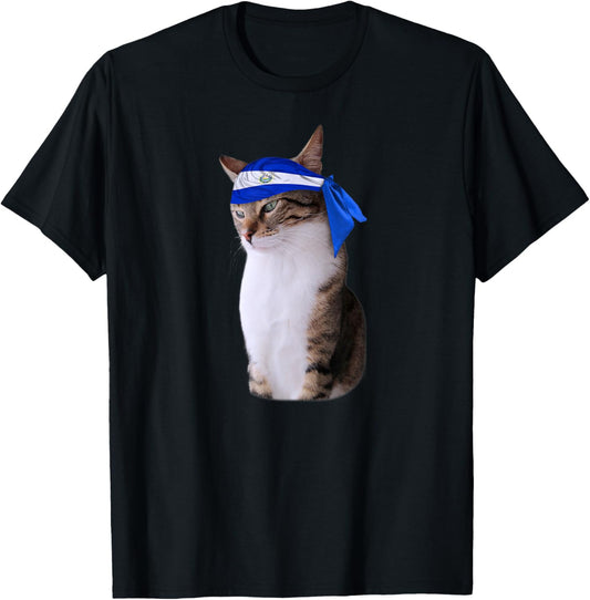 Cat Flag of El Salvador Bandana Funny T-Shirt