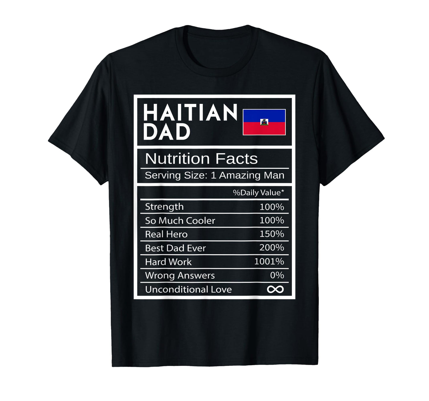 Haitian Dad Nutrition Facts National Pride Gift For Dad T-Shirt