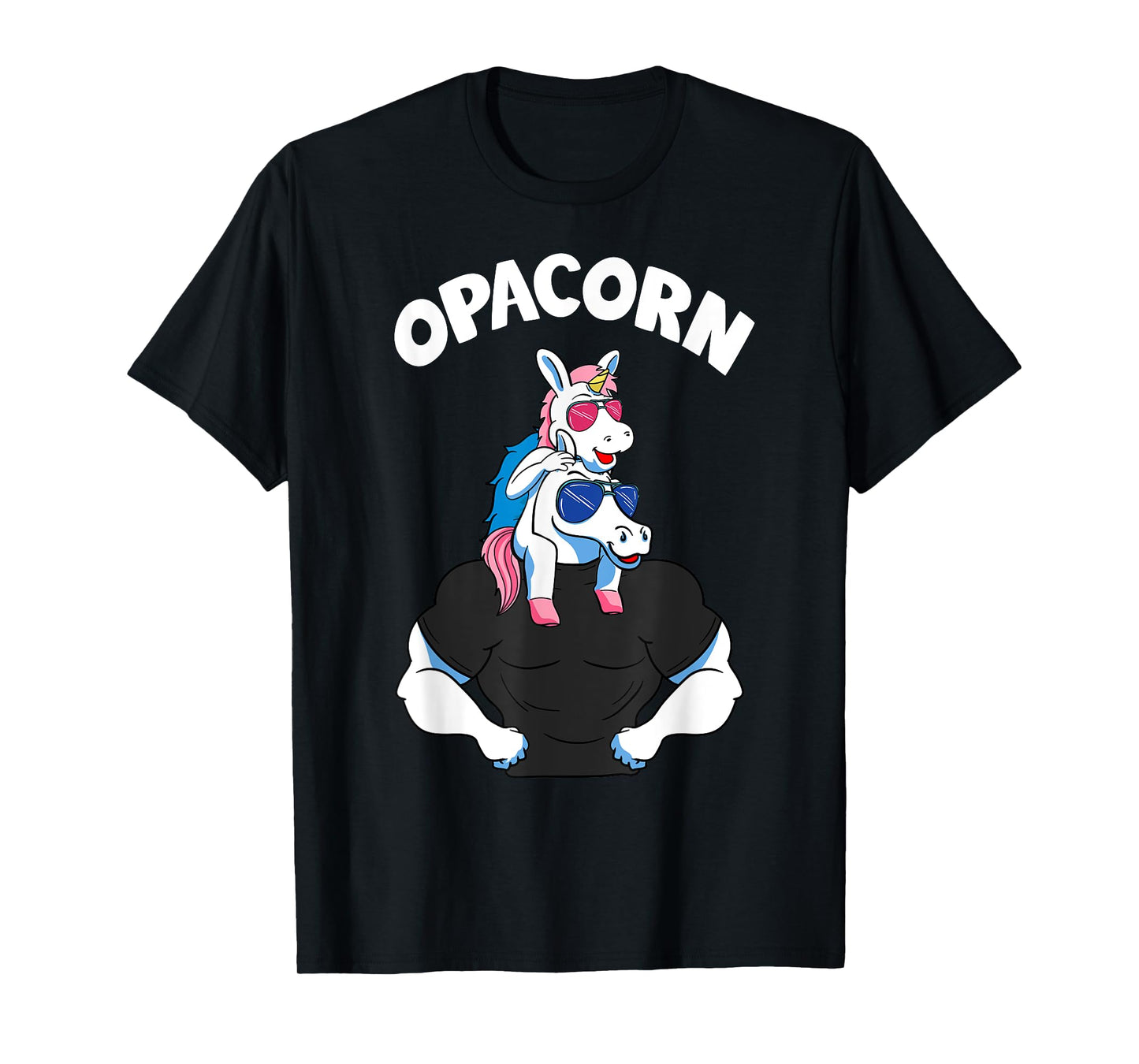 Opacorn 1 Kid Opa Pink Unicorn Grandfather Granddaughter T-Shirt