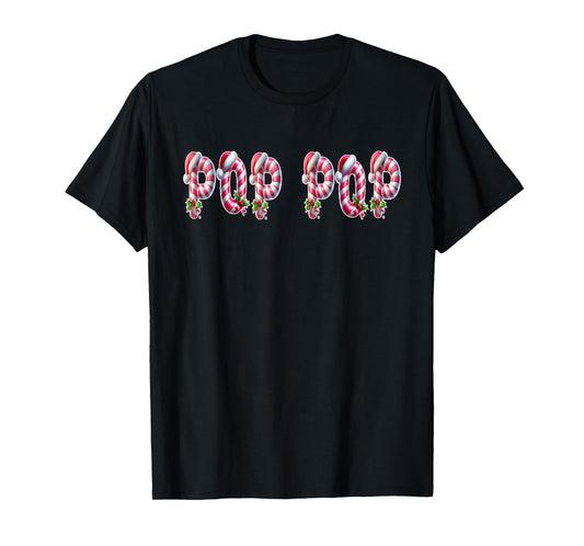 Candy Cane Christmas Grandpa Pop Pop Xmas Party T-Shirt