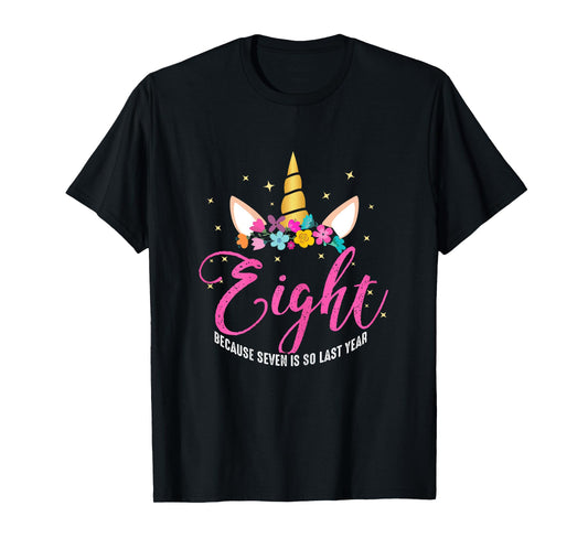 8 Years Old Birthday Girl Gifts Unicorn 8th Birthday T-Shirt