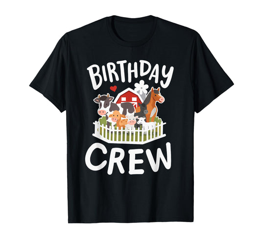 Birthday Crew Farm Animals Bday Matching Girls Boys Kids T-Shirt