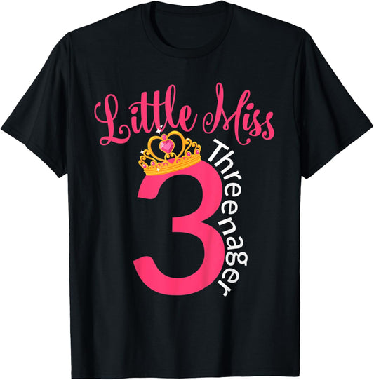 Little 3rd Birthday Miss Kid With Crown T-Shirt