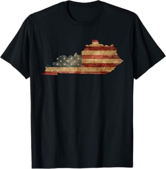 Kentucky T-Shirt I Vintage US Flag Patriotic Map Shirt T-Shirt