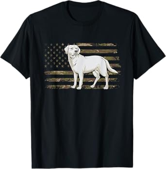 White Lab American Flag White Labrador Retriever T-Shirt