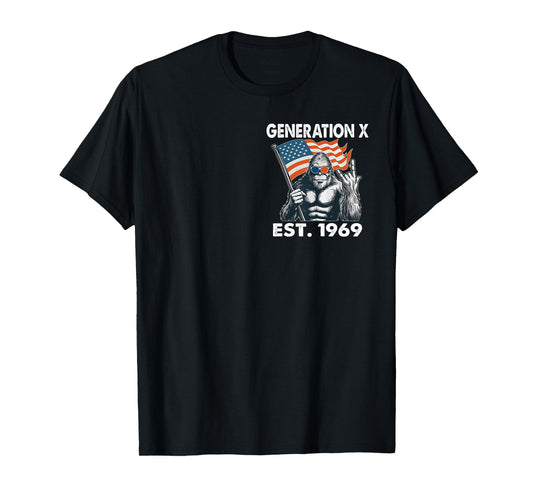 Gen X 1969 Walk Away I Am A Grumpy Old Man Bigfoot (2 SIDES) T-Shirt