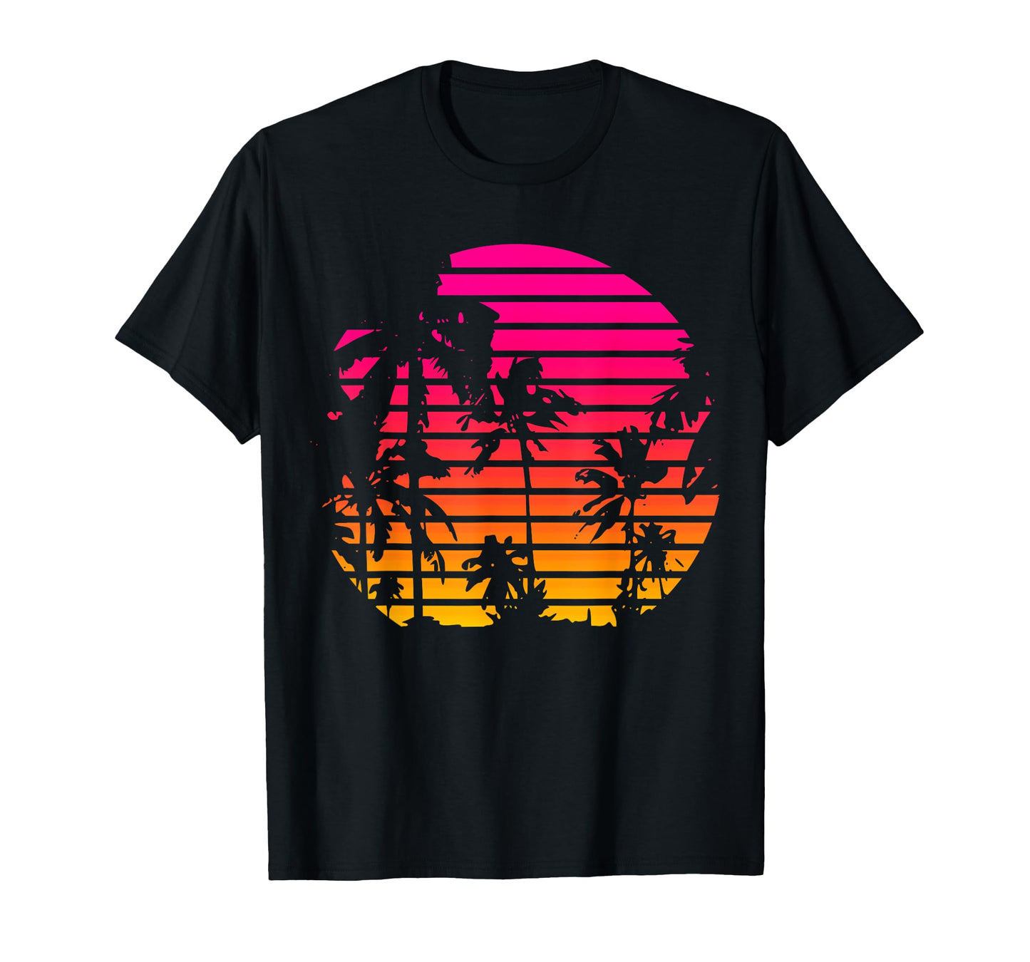 1980's Summer Tropical Beach Palm Tree Sunset T-Shirt for Men Women Girls Kids