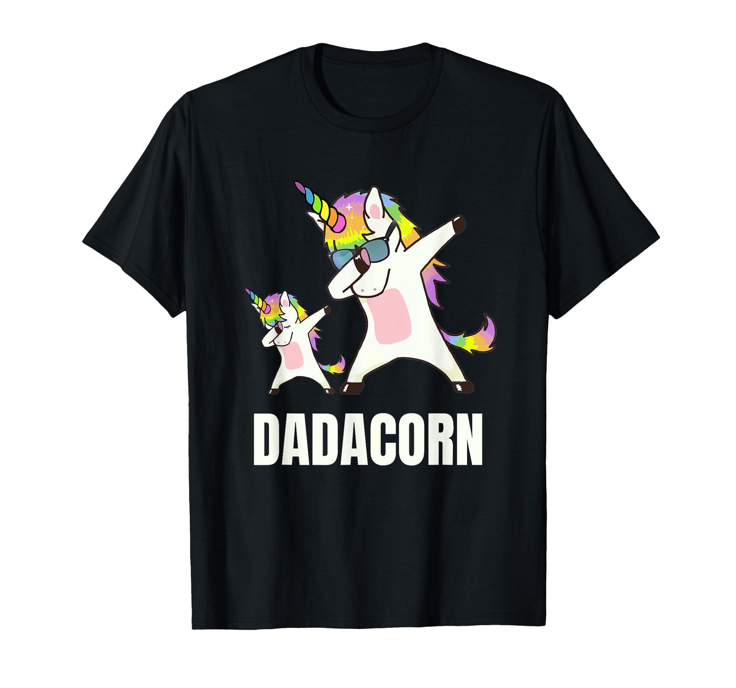 Dadacorn Daddy Unicorn Funny Dabbing Unicorn Dad and Baby T-Shirt