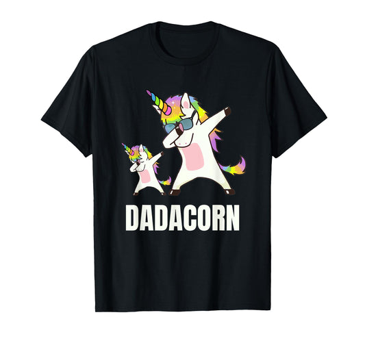 Dadacorn Daddy Unicorn Funny Dabbing Unicorn Dad and Baby T-Shirt