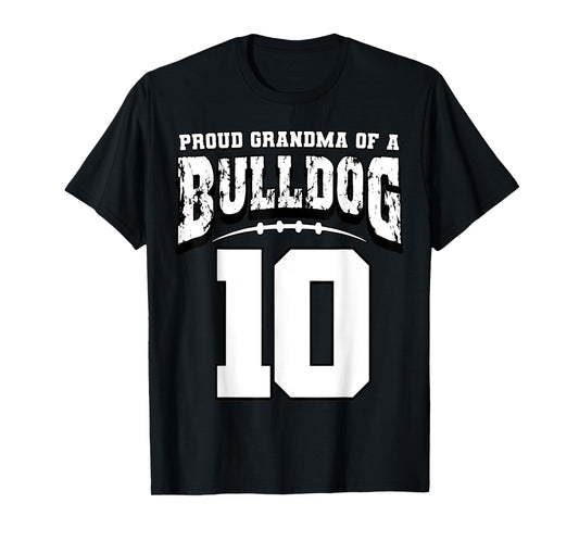 Proud Bulldog Football Grandma Of Player 10 T-Shirt