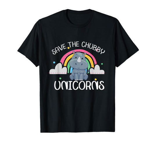 Funny Rhino Animal Rights Vintage Save The Chubby Unicorns T-Shirt