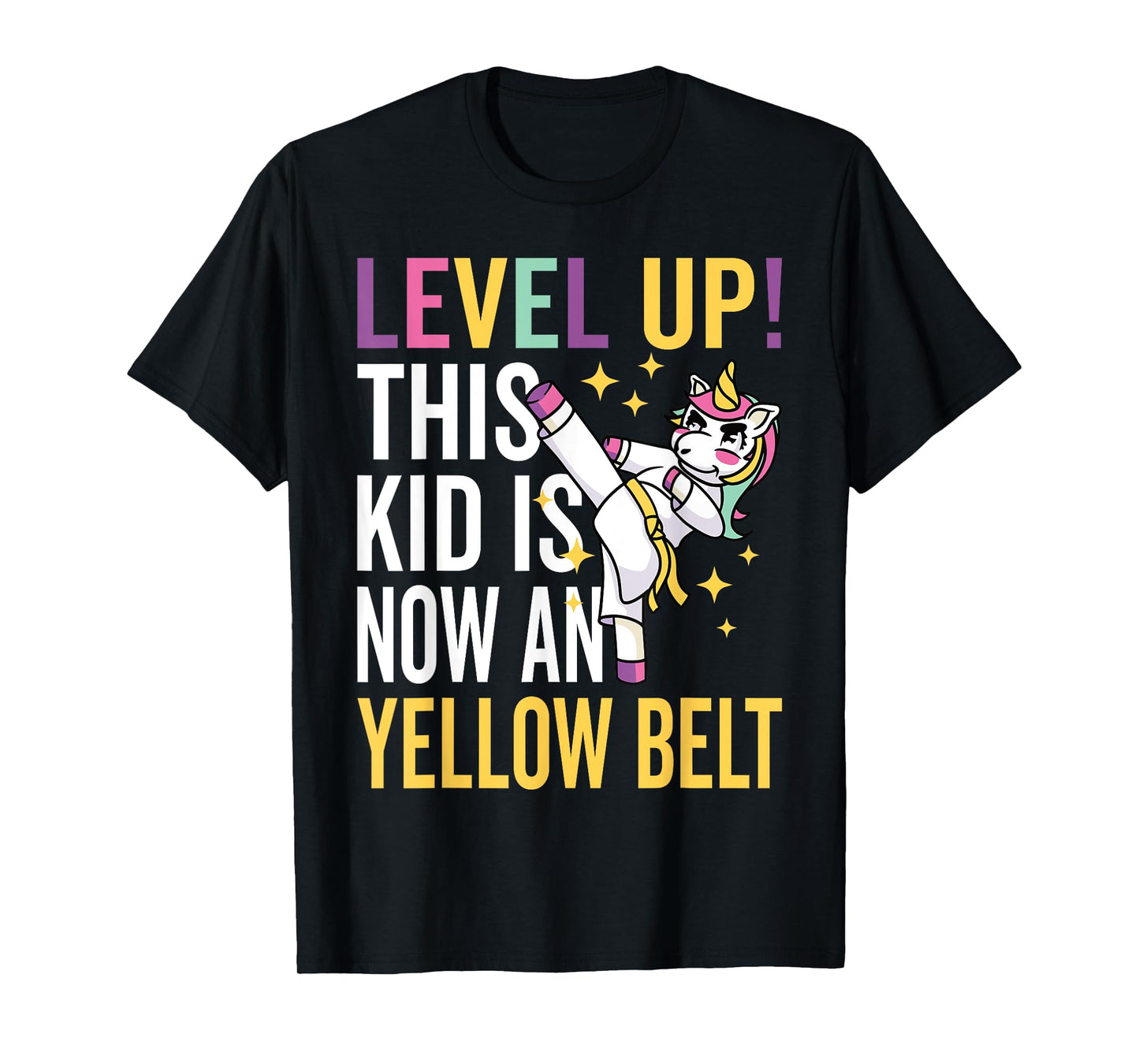 Karate Uniform Unicorn Level Up Yellow Belt Award Ceremony T-Shirt
