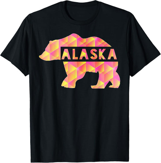 Alaska State Pride Proud Alaskan Pink Grizzly Bear Abstract T-Shirt
