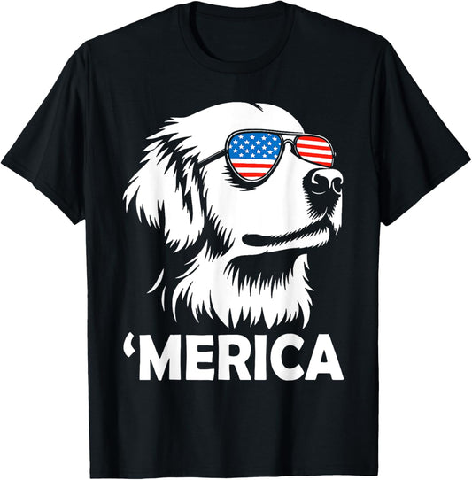 Golden Retriever 4th of July Merica T-shirt