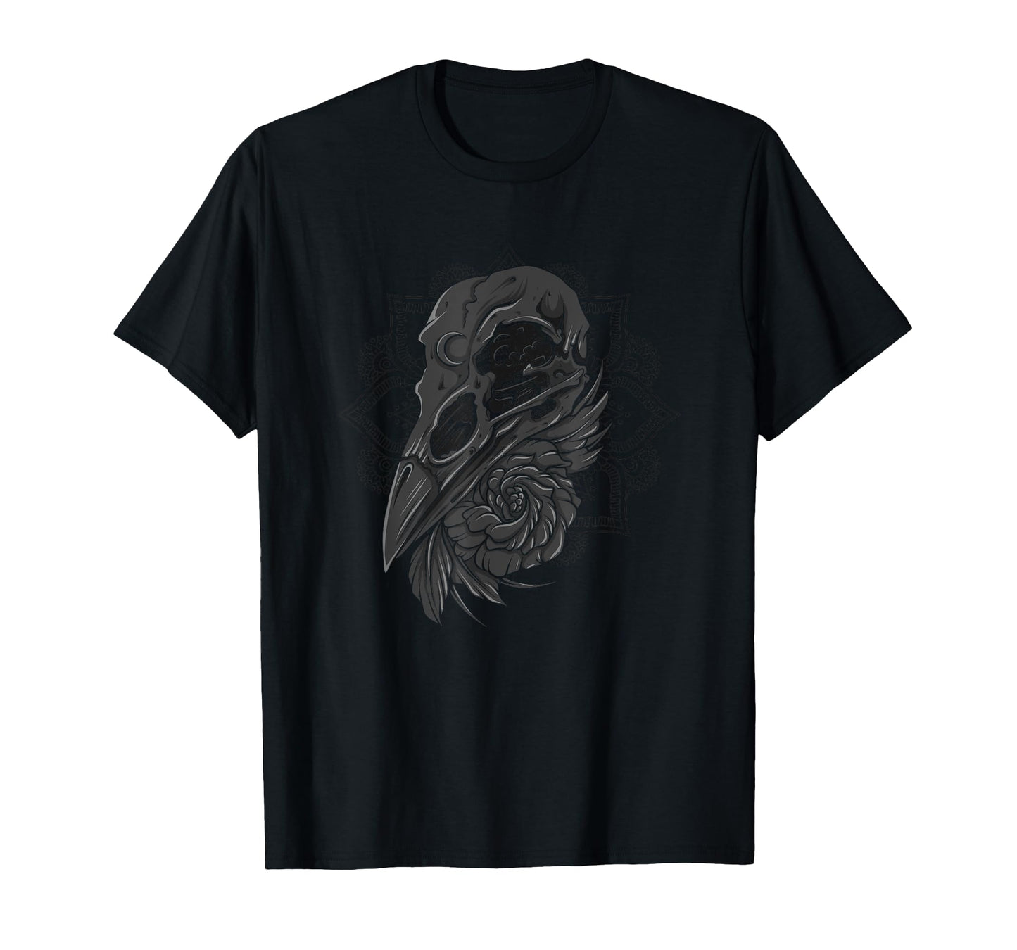 Viking Raven Crow Skull Gothic Bird Lover Occult Norse Pagan T-Shirt