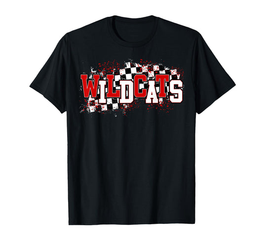 Red Wildcats School Spirit Wildcat Pride Checkered Teacher Men Women Girls Kids T-Shirt