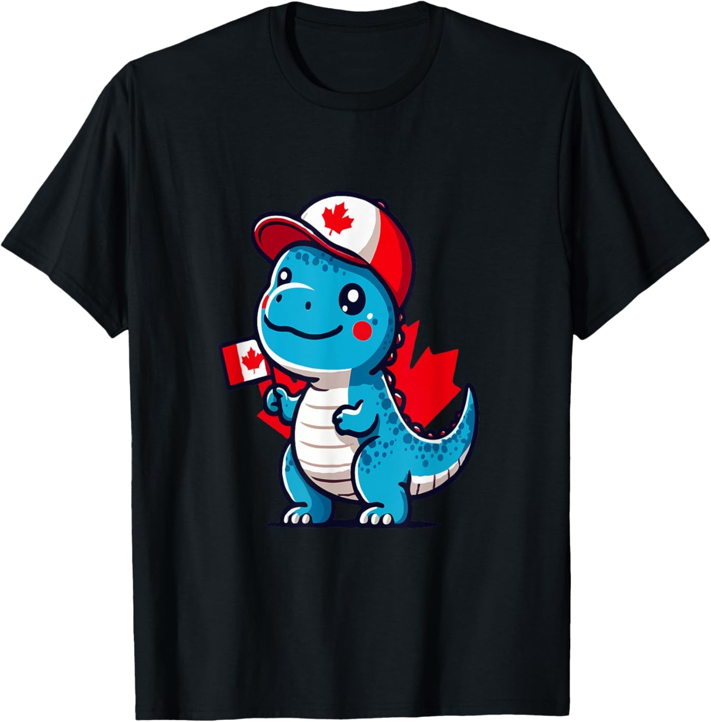 Canada Kids Flag Funny Blue Dinosaur Toddler Flag T-Shirt