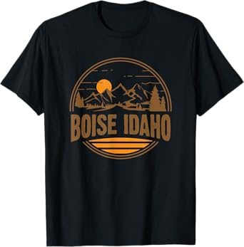 Vintage Boise, Idaho Mountain Hiking Souvenir Print T-Shirt