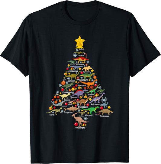 Dinosaur Christmas Tree Dino TRex Paleontologist Xmas Men T-Shirt
