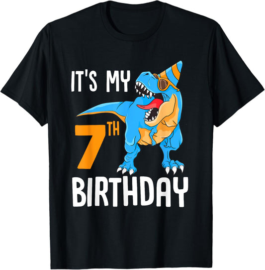 It's My 7th Birthday Seven Dinosaurs Dino Seventh T-Shirt