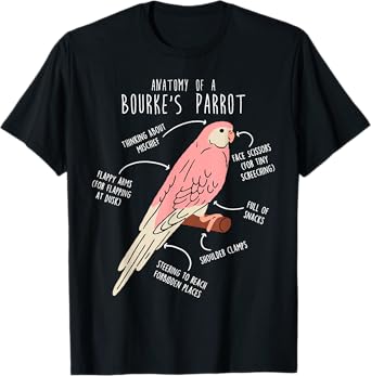 Bourke's Parrot Anatomy Funny Cute Pet Rosa Parakeet Bird T-Shirt