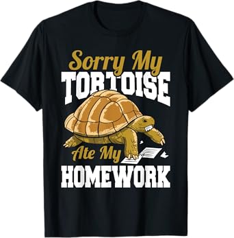 Sorry My Tortoise Ate My Homework School Reptile Kids T-Shirt
