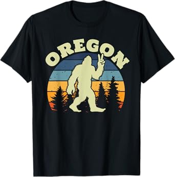 Oregon US State Bigfoot Sasquatch Silhouette Retro T-Shirt