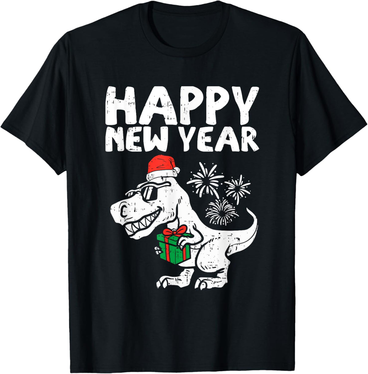 Kids Happy New Year T Rex Dino Dinosaur Christmas Pajamas T-Shirt