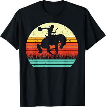 Rodeo Bucking Bronco Horse Retro Style T-Shirt