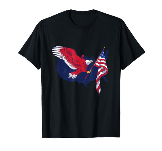 American Bald Eagle with Flag USA 4th of July Patriotic T-Shirt