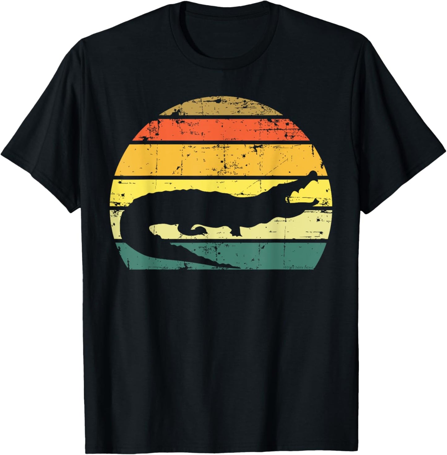 Retro Sunset Grunge Alligator Everglades Design T-Shirt
