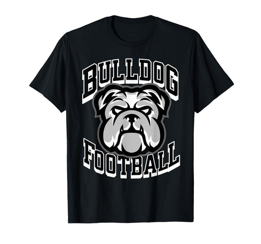 Bulldogs Football Game Day Print Mom Dad Black T-Shirt