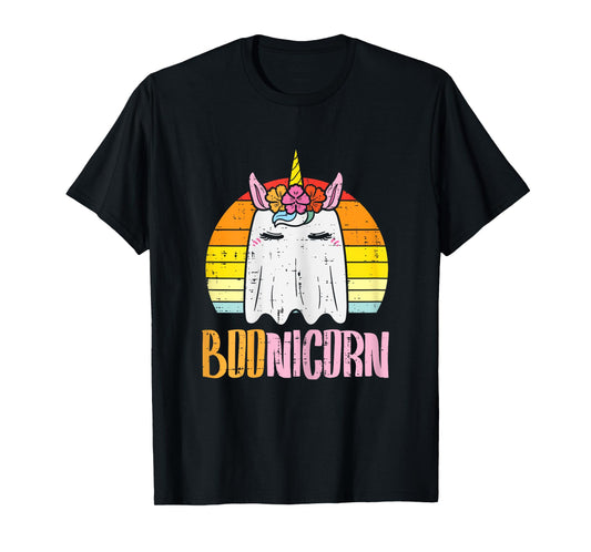 Boonicorn Ghost Unicorn Boo Retro Halloween Girls Women T-Shirt