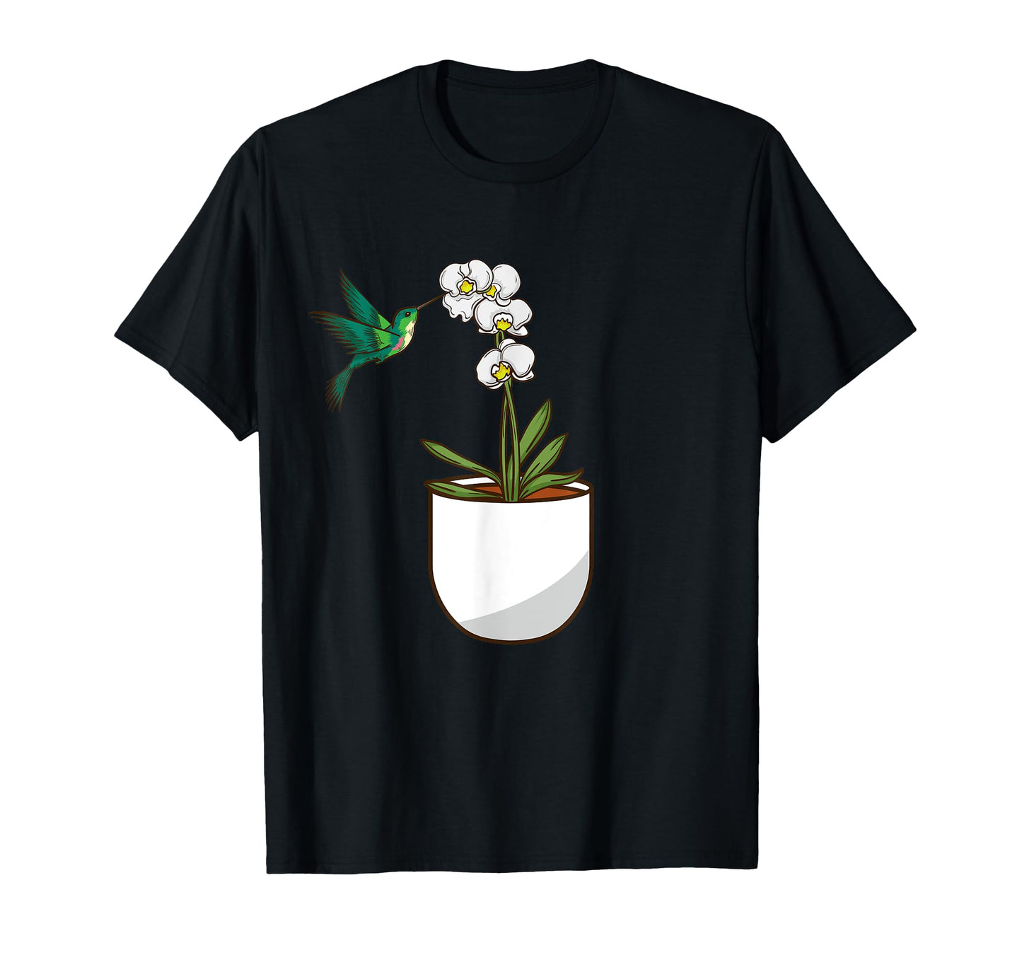 Hummingbird Orchid Flower Lover Women Bird Plants Orchid T-Shirt