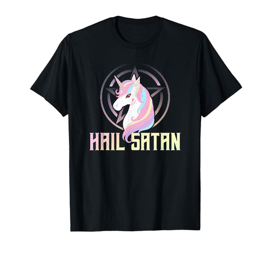 Hail Satan Unicorn Pentagram Pastel Goth Occult T-Shirt