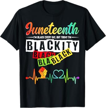 Juneteenth Blackity Heartbeat Black History African America T-Shirt