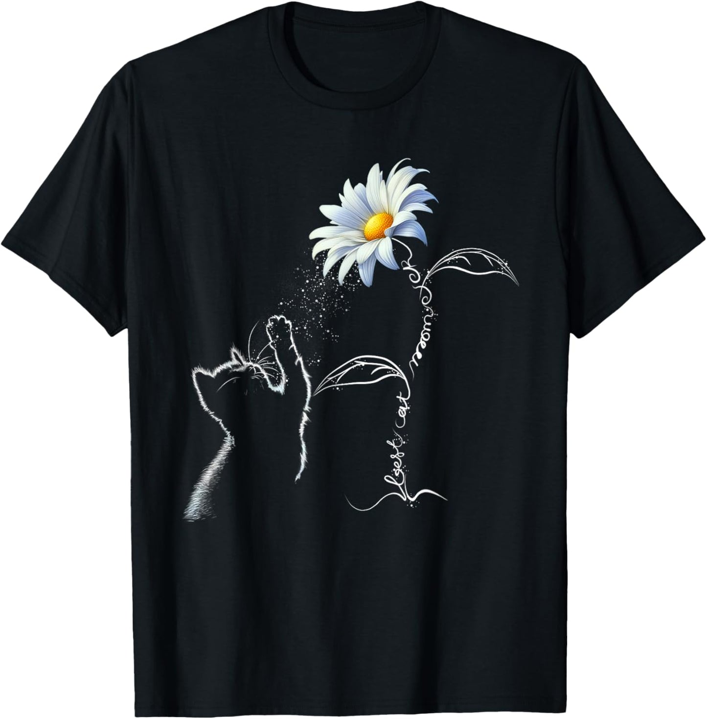 Best Cat Mom Ever Cat Mom White Daisy flower Mother's Day T-Shirt