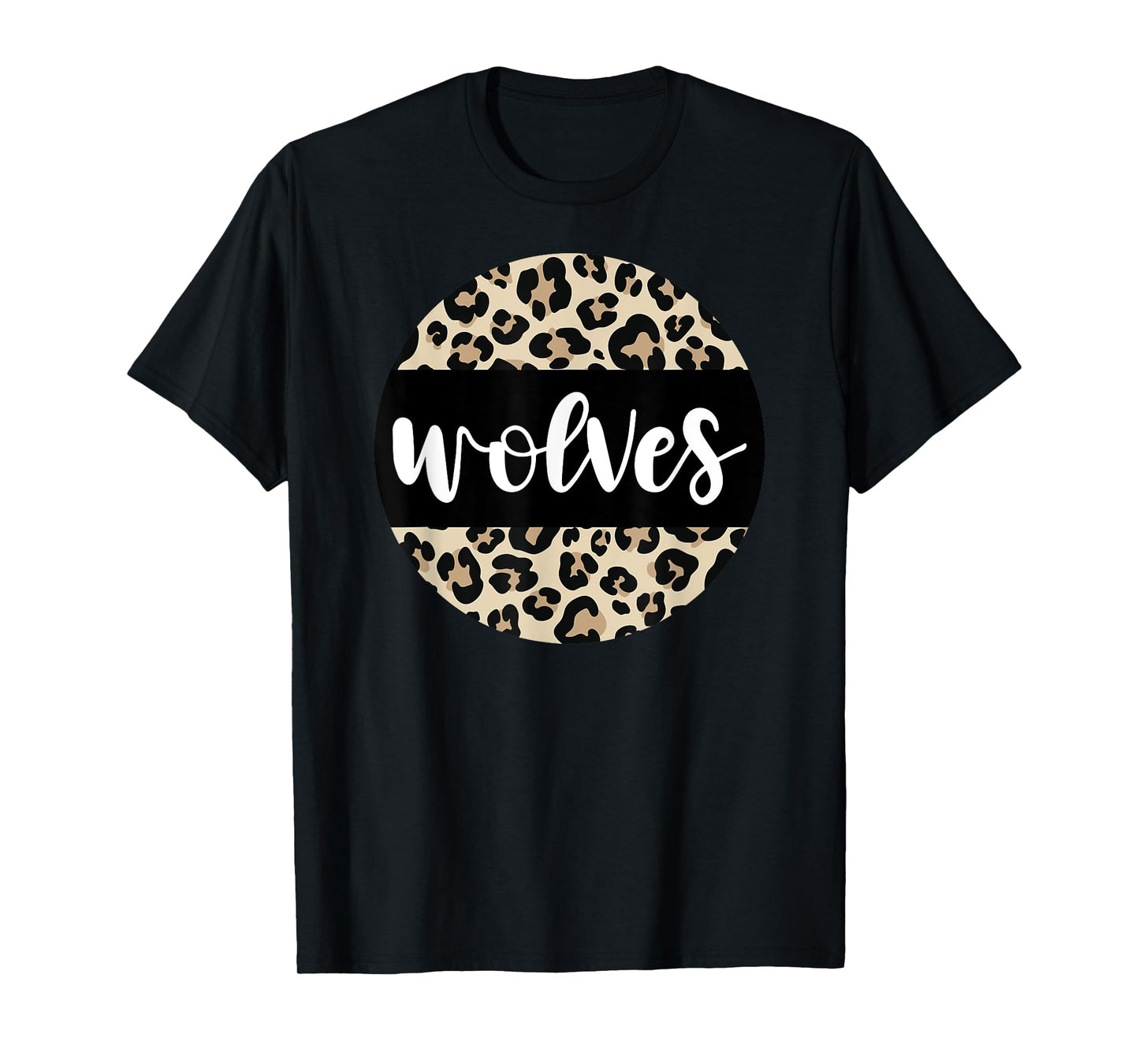 Leopard Print Wolves Team Mascot School Spirit Game Night T-Shirt