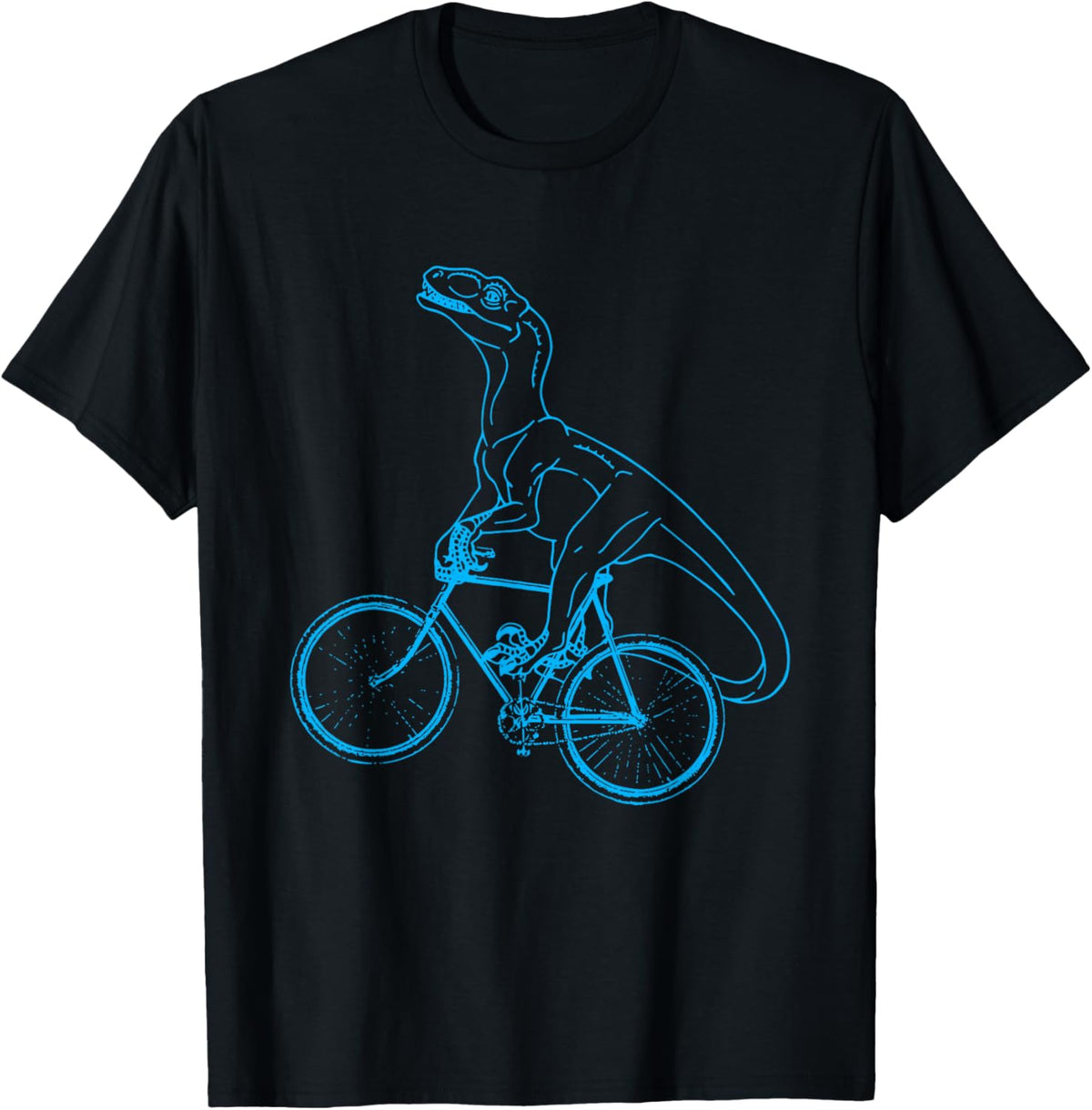 We Love Dinosaurs - Shirts & Gift Ideas Funny Dinosaur Cycling T-Shirt - Black, Unisex-Adults/Kids, Short Sleeve, Crew Neck, Modern, Cartoon, Casual, T-Shirt, Small