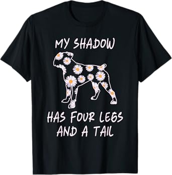 My Shadow Has Four Legs And A Tail Boxer Dog Mom Flowers T-Shirt for Men Women