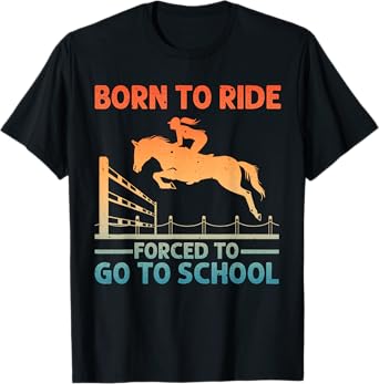 Horse Racing Art For Kids Boys Girls Horse Lover Equestrian T-Shirt