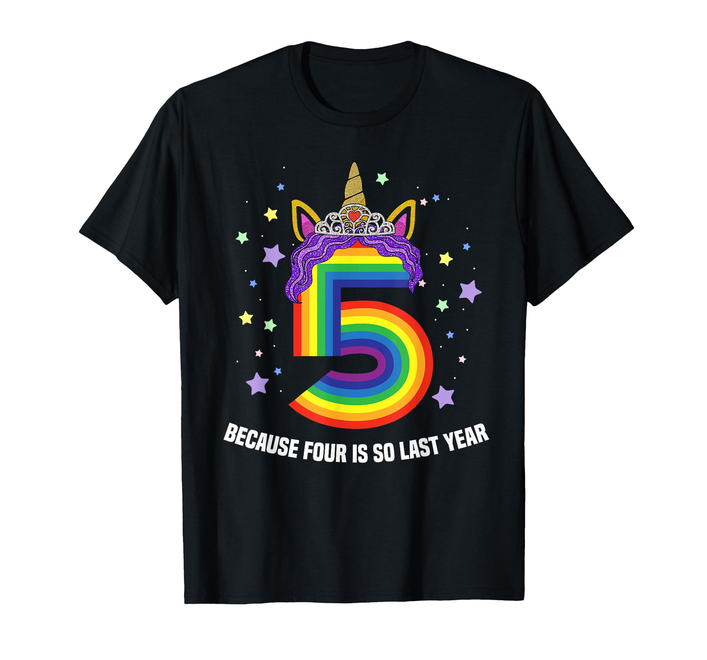 5 Years Old Birthday Girl Unicorn Rainbow 5th Birthday Gift T-Shirt
