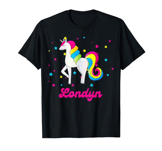 Cute Rainbow Unicorn Pink and Blue Personalized Londyn T-Shirt
