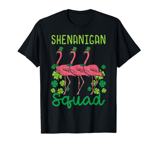 Shenanigan Squad Flamingo Cute St Patricks Day Bird Animal T-Shirt