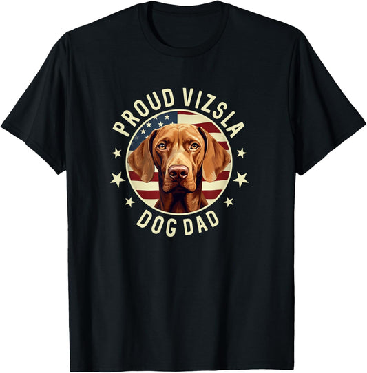 Vizsla Dad American Flag, Mens Proud Vizsla Dad T-Shirt