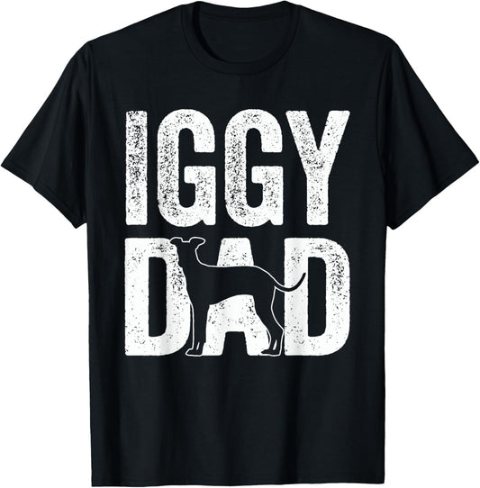 Retro Iggy Dad Papa Fathers Day Italian Greyhound Silhouette T-Shirt
