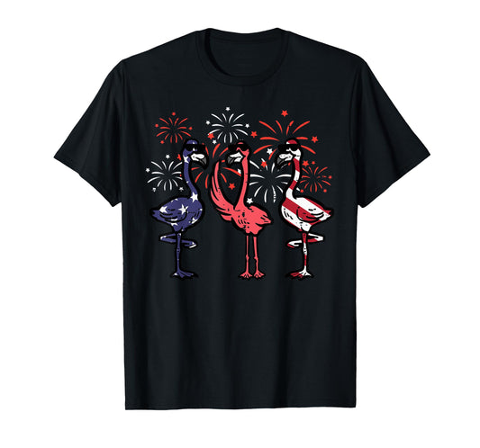 4th July American Flamingos US Flag Patriotic Men Women Kids T-Shirt