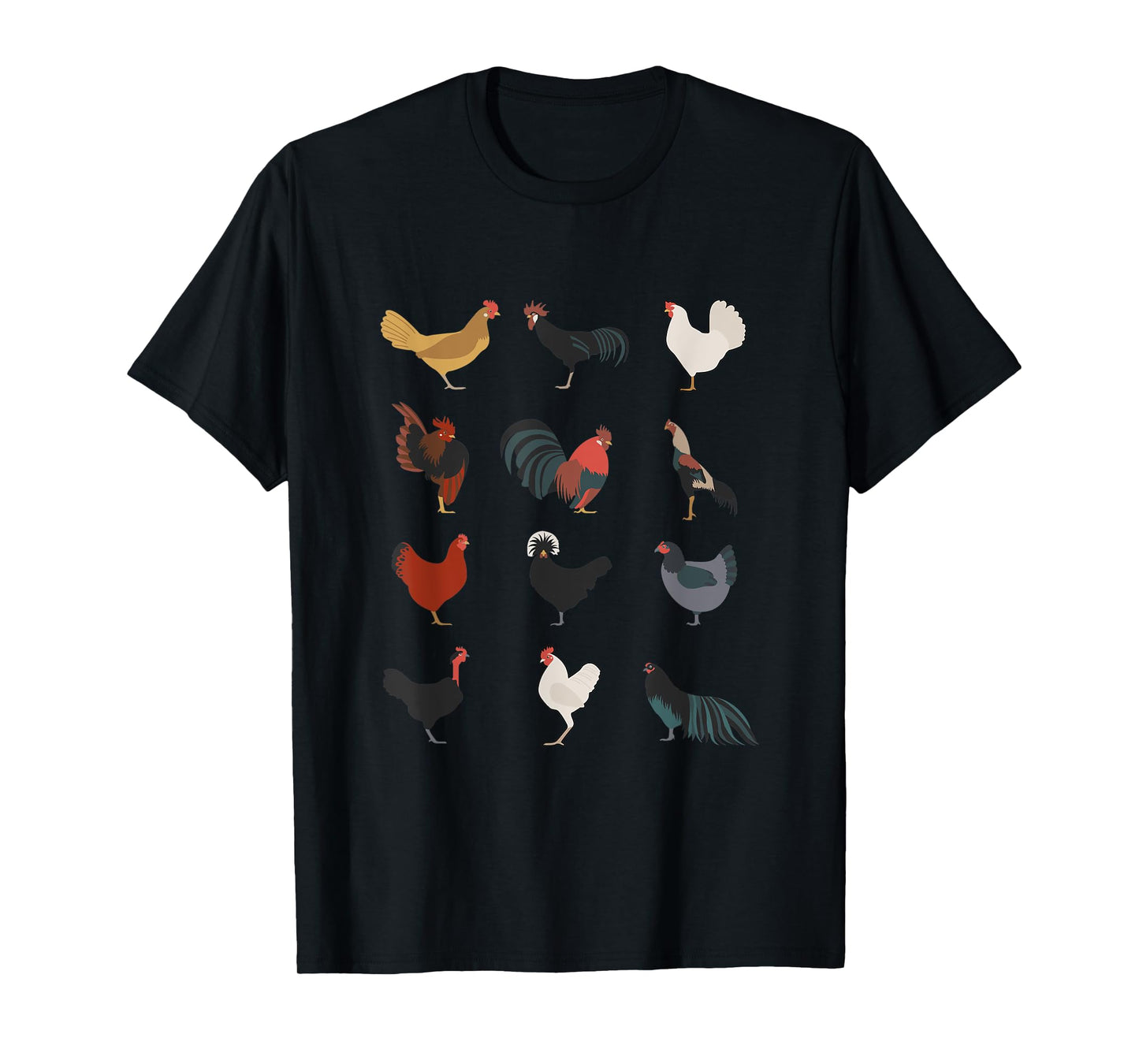 Beautiful Chickens Many Different Chicken Breeds Farming T-Shirt