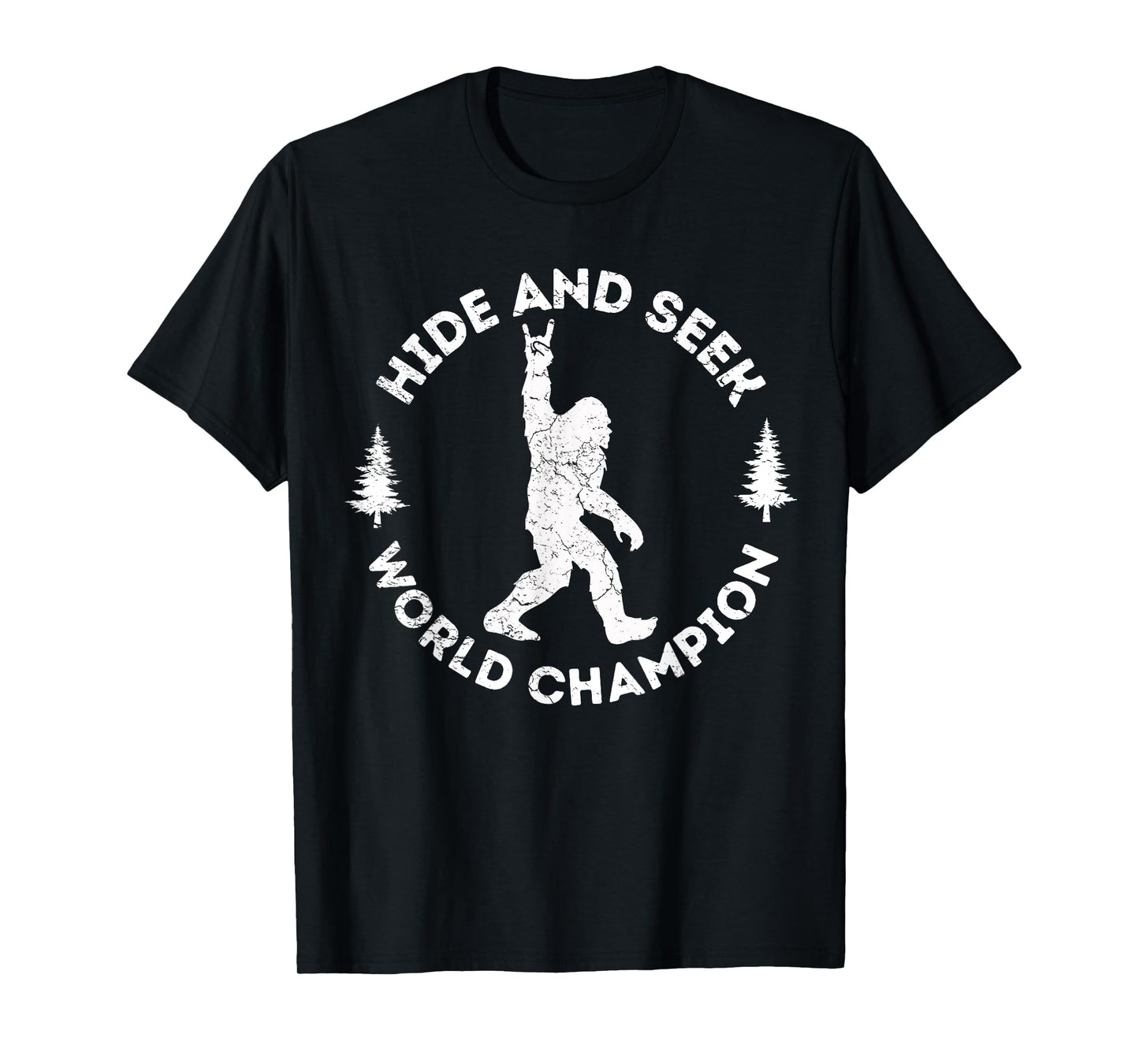 Bigfoot Hide And Seek Champion Funny Sasquatch Retro Vintage T-Shirt